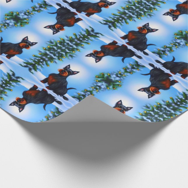 Unik söt festlig hund skotsk terrier presentpapper (Hörn)
