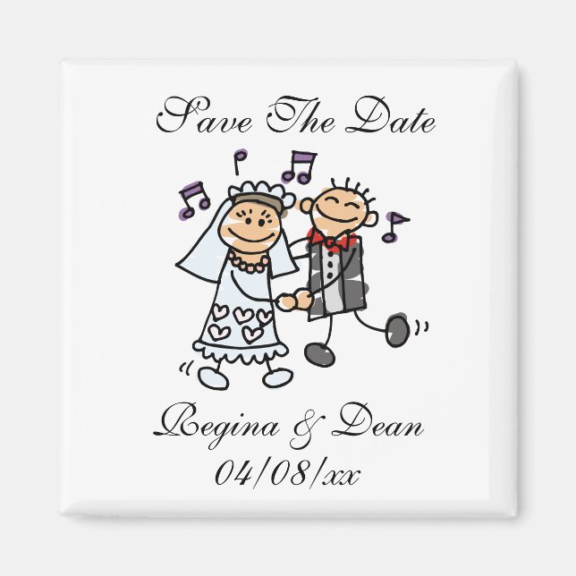 Unik Sparat datumet Bröllop Dance Bride Groom Mors Magnet (Framsidan)