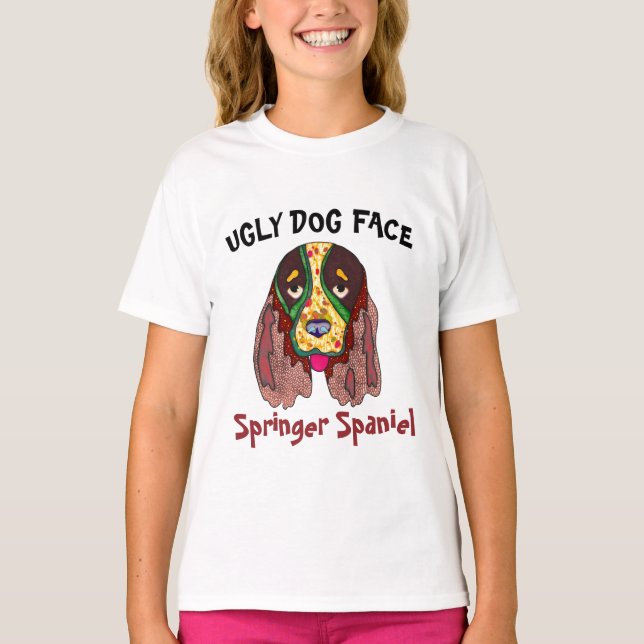 Unik Springer spanel ful hund ansikte T-Shirt (Framsida)