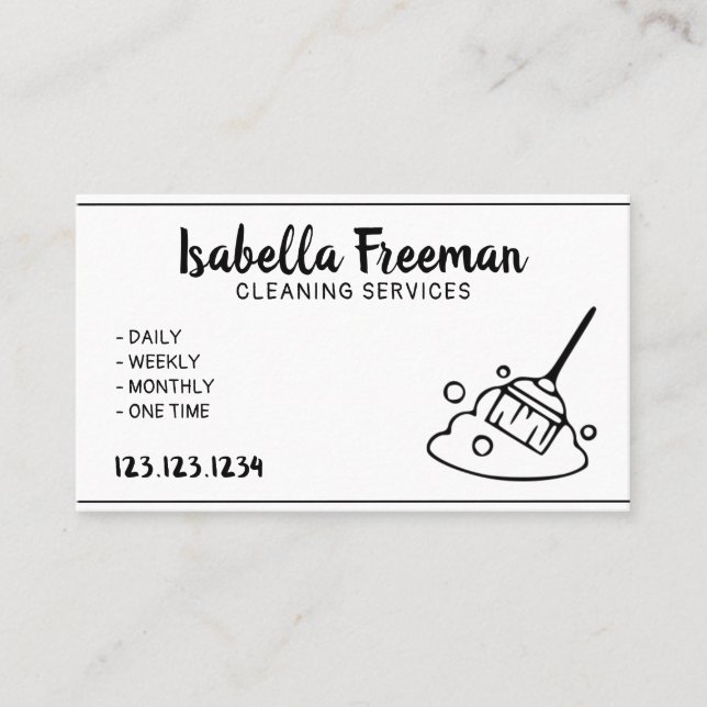 Unik Städning av Vita och svarta hytt Visitkort (Framsida)