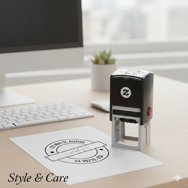 Unik Stilfull Rund Anpassad Adress Självfärgande Stämpel (Unique Stylish Round Custom Address Self-inking Stamp)