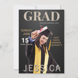 Unik Student-magasinhölje Foto Party Invit Inbjudningar