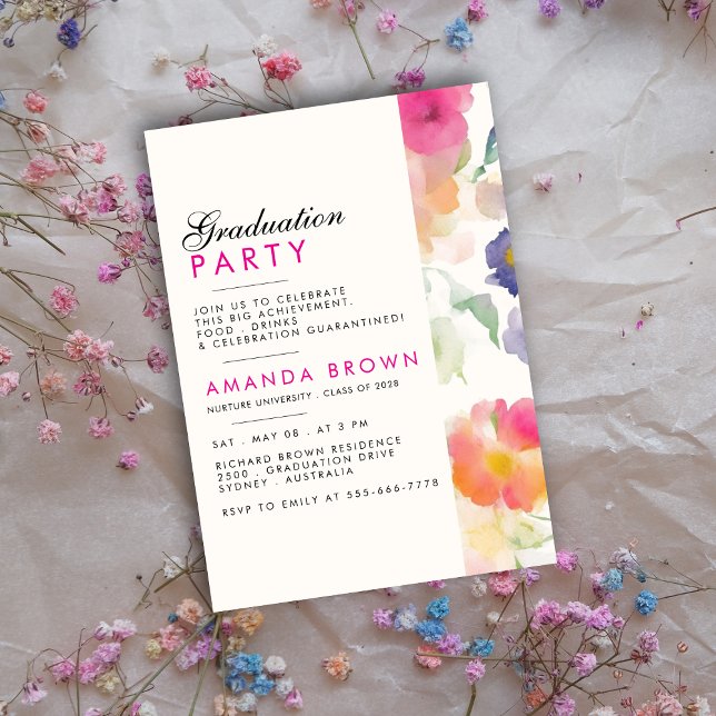 Unik Studentfest för enkel Blommigt 2025 Inbjudningar (Skapare uppladdad)