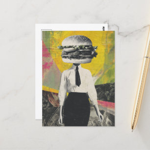 Unik Surreal Cheeseburger Woman Vykort