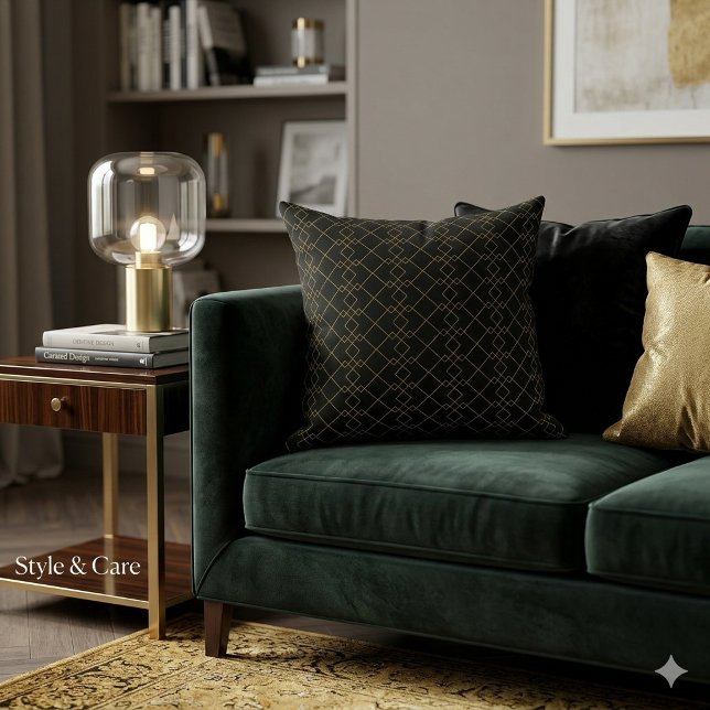 Unik svart kastkudde med guldboksdesign kudde (Unique Black Throw Pillow Featuring Gold Box Design)