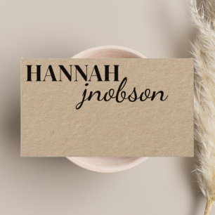 Unik svart typografi Kraft Rustic Avslappnad Visitkort