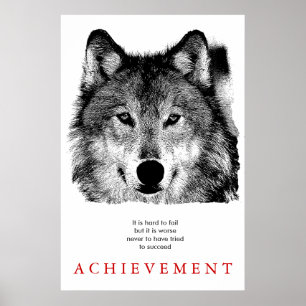 Unik svartvitt för grått-Varg Poster