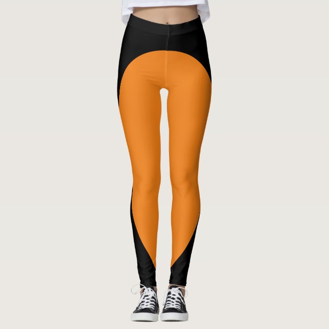 Unik svartvitt och Orange Leggings (Framsida)