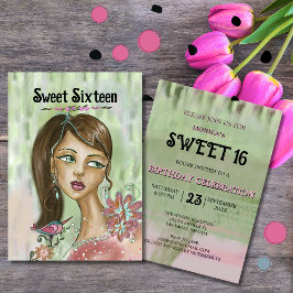Unik Sweet 16-inbjudan - Whimsica Flower Girl Inbjudningar