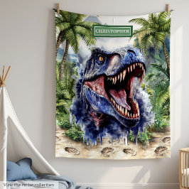 Unik T-Rex Blanket-Personlig, födelsedagsgift Fleecefilt