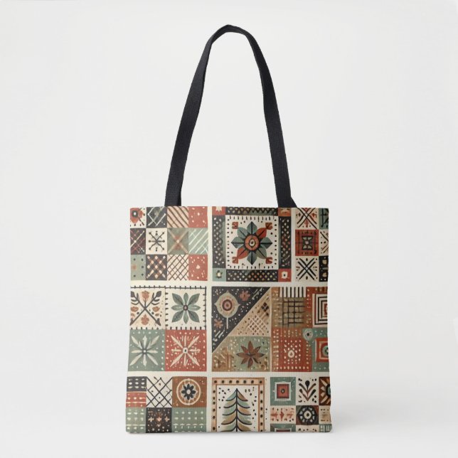 Unik Terracotta Quilt & Patchwork Rustic Retro Tygkasse (Framsida)