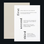Unik text för minsta Lodrät i Beige Bröllop Meny<br><div class="desc">Unik minimum Beige Cream Lodrät Text Bröllop Menu med makens namn och bröllop datum på baksidan. All text fält och färg är anpassade i verktyg.</div>