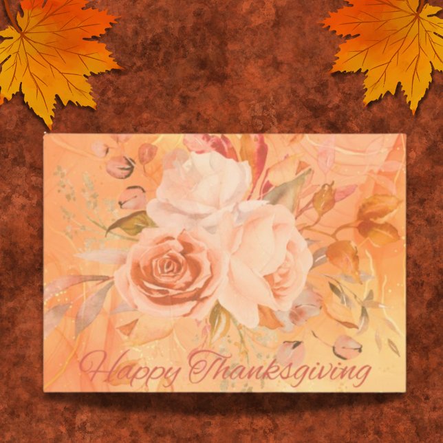Unik Thanksgiving Blommigt Hälsning Helg Vykort (A pretty postcard with a soft floral Thanksgiving theme.)