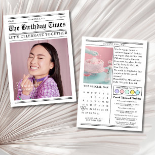 Unik tidning 18:e födelsedagsfoto inbjudningar