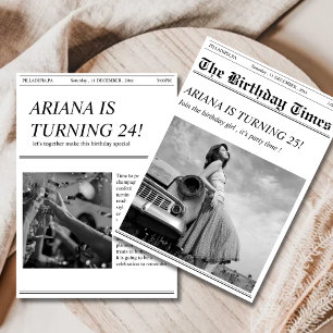 Unik tidningsartikel Födelsedagsfest inbjudan