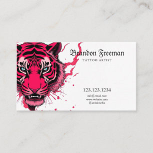 Unik tiger Head Tattoo Artist för Rosa Visitkort