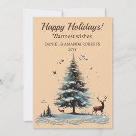 Unik Träd, skogsmiljö med Hjort Julkort