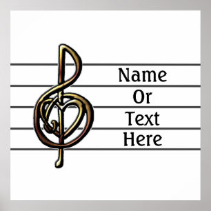 Unik Treble Clef Music-personal som kan anpassas Poster
