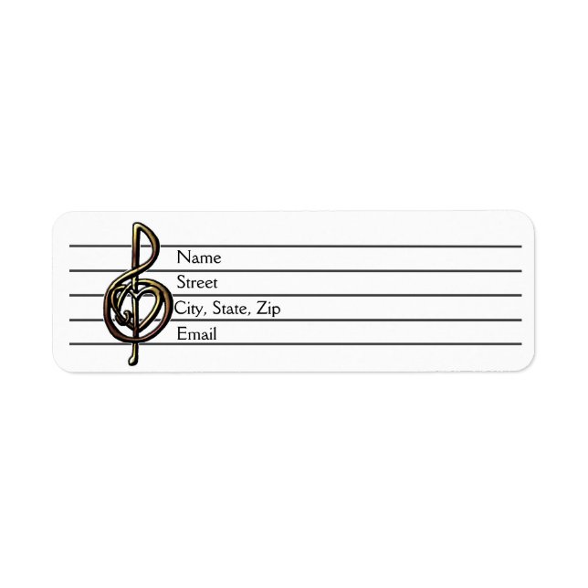 Unik Treble Clef Music-personal som kan anpassas Returadress Etikett (Framsidan)