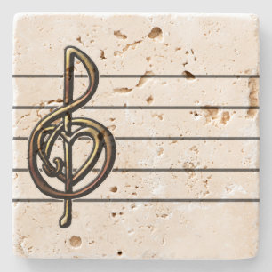Unik Trebleklavmusik bemannar Personalizable Underlägg Sten