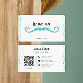 Unik turkos, svart QR-kodmustasch Visitkort