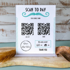 Unik turkossökning med 2 QR-kodbutik för att betal Poster