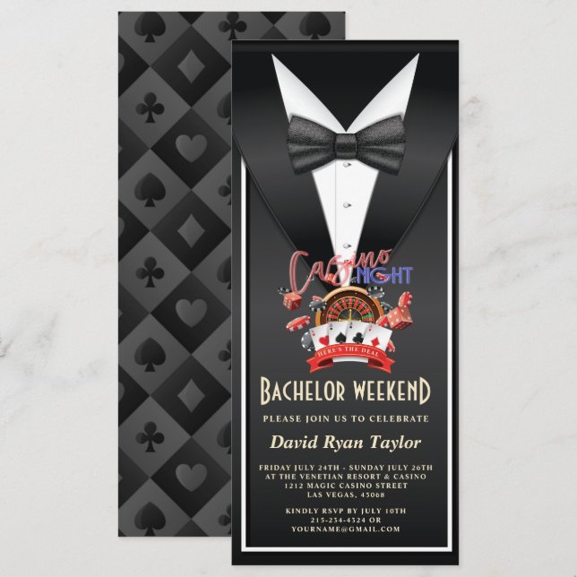 Unik Tuxedo Sällskapsweekend för Bröllopsfest Inbjudningar (Fram/baksida)