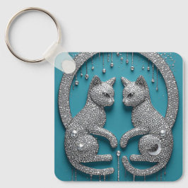 Unik tvillingkristall kattornament prydnadsskulptu nyckelring