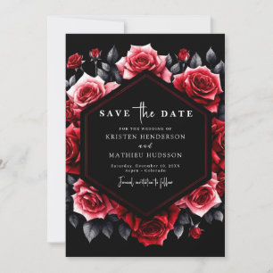 Unik typografi Crimson Red Bröllop Spara Datumet