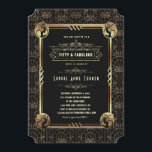 Unik Underbar Guld-Gatsby 50 och Fabulous Inbjudningar<br><div class="desc">Glamoral Art Deco Underbar Gatsby stil-design. Den har en unik konst Deco Nouveau med Flapper Girls hörn, ornament och delare, en underbar vintage typsnitt, allt på en utfattig guld Art Deco mönster mot svart bakgrund. Använda Anpassa verktyg om du vill lägga till din information. Om du vill ha matchande artiklar...</div>