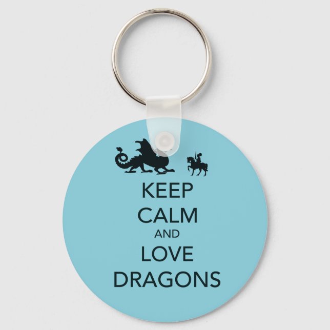 Unik utskrift av behålla Lugn och Kärlek Dragons i Nyckelring (Framsida)
