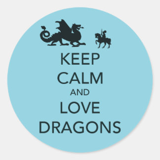 Unik utskrift av behålla Lugn och Kärlek Dragons i Runt Klistermärke