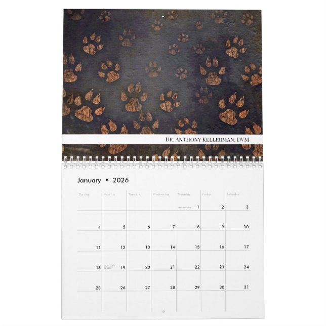 Unik utskriftsveterinär för Paw Kalender (Jan 2026)