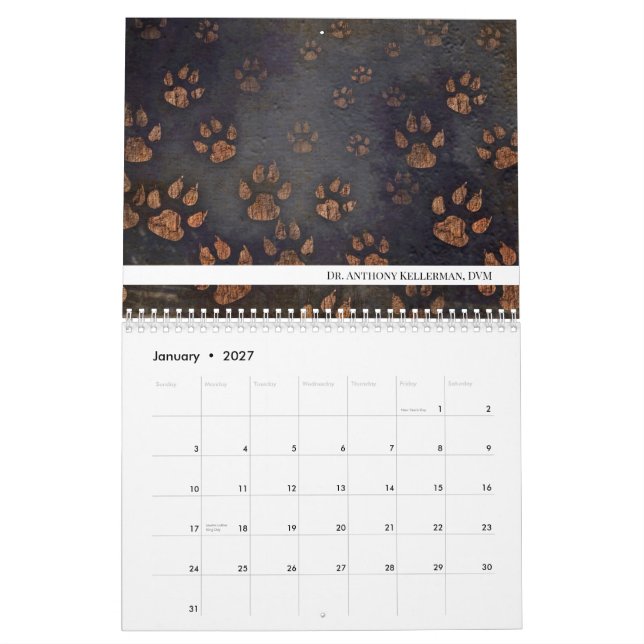 Unik utskriftsveterinär för Paw Kalender (Jan 2027)