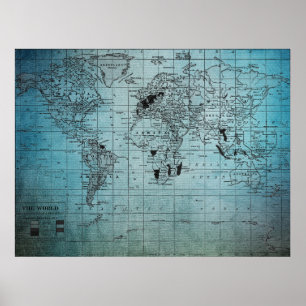 Unik världskarta poster