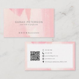 Unik vattenfärg QR-kod social-media, personlig Visitkort