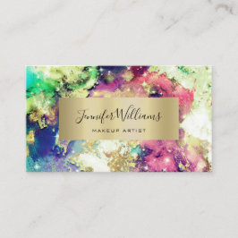 Unik vattenfärg Sparkly Gold Foil Beauty Salon B Visitkort