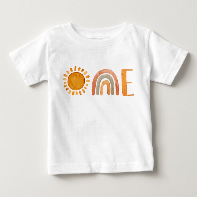 Unik vattenfärgsboho 1:a födelsedag t shirt (Framsida)