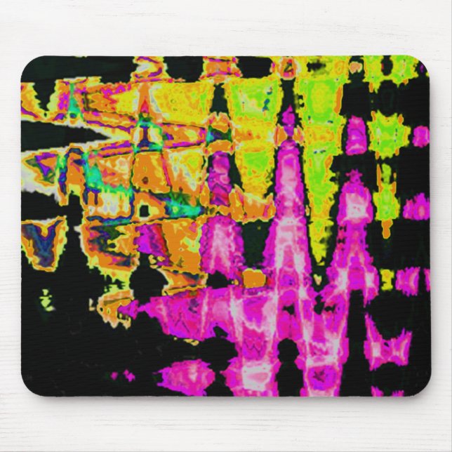 Unik vattenfärgsgrafik: Lila, svart och kalk Musmatta (Framsidan)