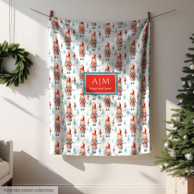 Unik vattenfärgsnötskackergåva till flicka fleecefilt (Unique watercolor nutcracker festive gift for girl Fleece Blanket)