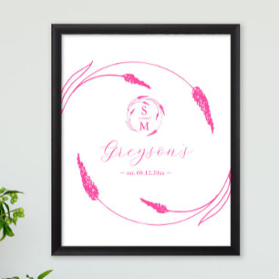 Unik Vibrant Rosa Bröllop-tecken och -keepsaké Poster