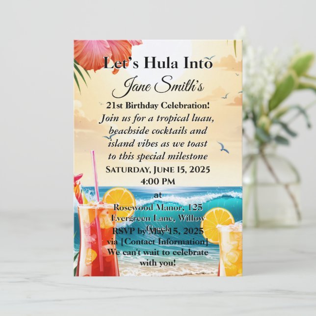 Unik, vibrant, Snyggt 21:a födelsedagen Inbjudningar (Stående Fram)