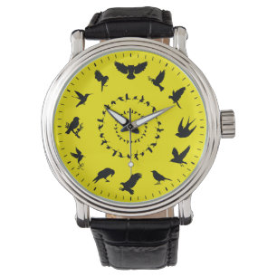 Unik Vild Bird Black Silhouettes Thmet Watch Armbandsur