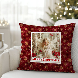 Unik Vintage Ängel Röd Guld Jul Christmas  Kudde