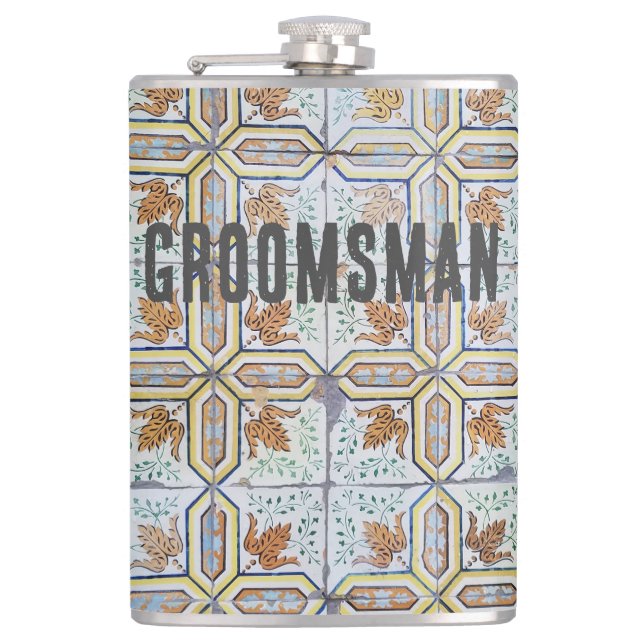 Unik Vintage Blå Portugisisk Kakel Bryllupsgäst Fickplunta (Framsidan)