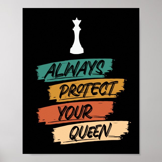 Unik Vintage Chess Queen Quote Sunset Poster (Framsidan)