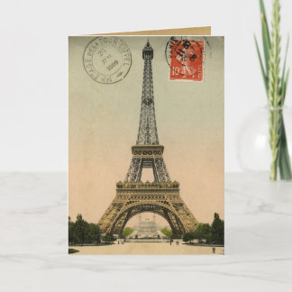 Unik Vintage Eiffel Torn Paris Frankrike - kort