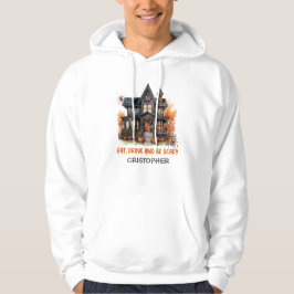 Unik vintage, klassiskt halloween hemsökt hus hoodie