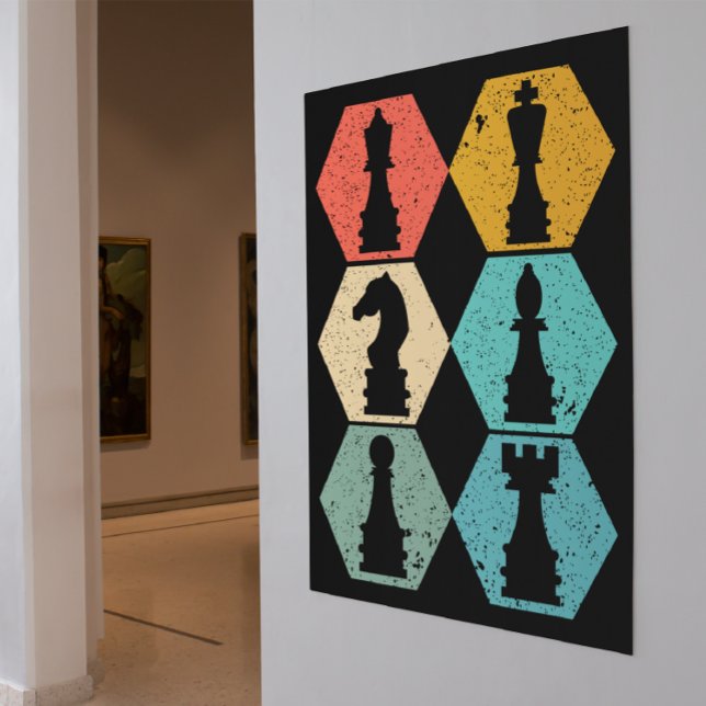Unik Vintage Poster Delar solnedgång (vintage chess wall art)