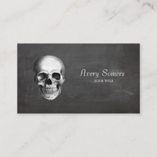 Unik Vintage Skull Etching Black Business Visitkort